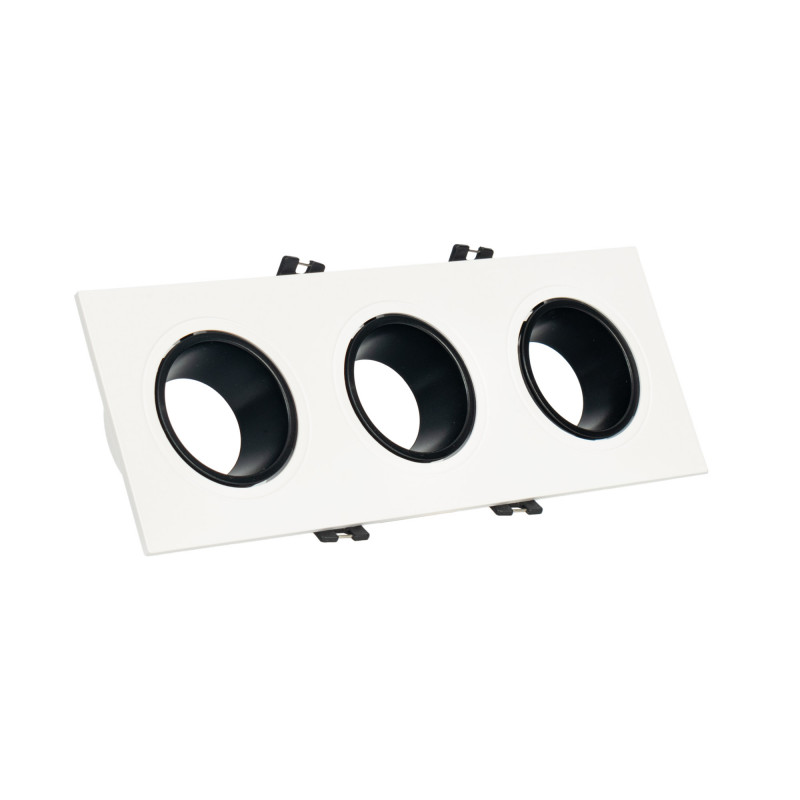 Square tilting triple downlight ring GU10/MR16 - Low UGR - Cutout 75 x 235mm