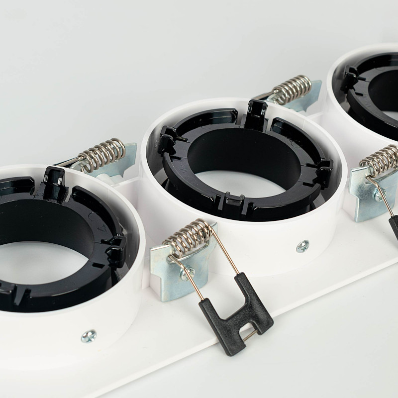 Square tilting triple downlight ring GU10/MR16 - Low UGR - Cutout 75 x 235mm