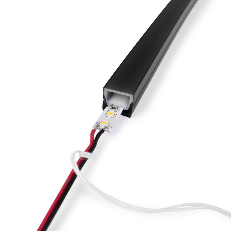 Black flexible silicone sleeve for converting LED strip to neon - 16x16mm - 5 meters - Vertical curvature