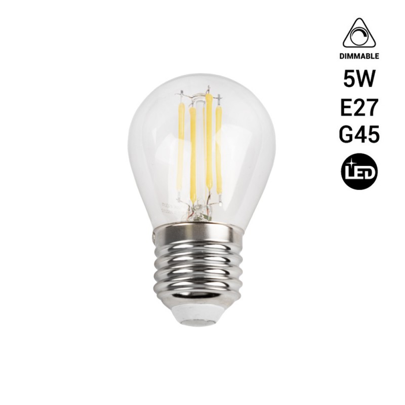 Dimmable LED filament bulb E27 5W G45
