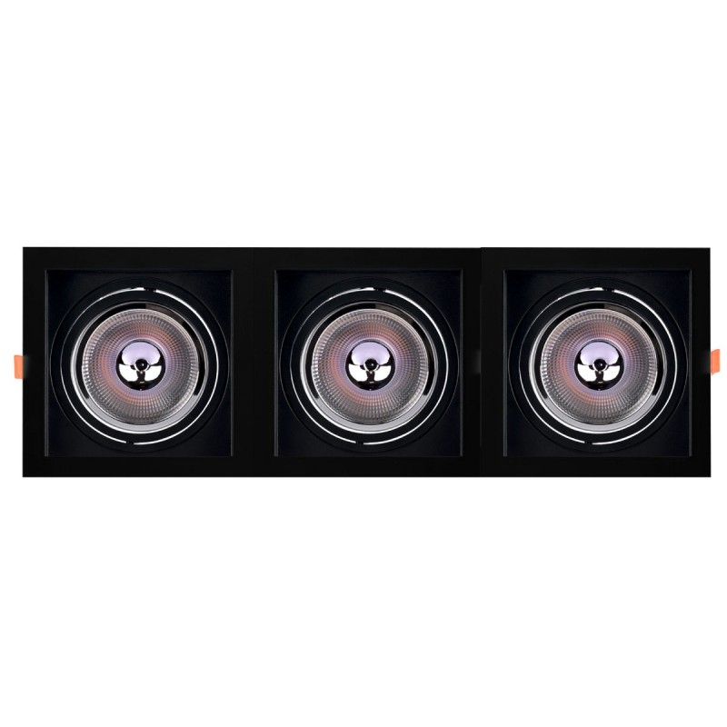 Pack x 3 - Square cardan type downlight ring for QR111 or AR111 bulb - Cutting 155 x 155 mm