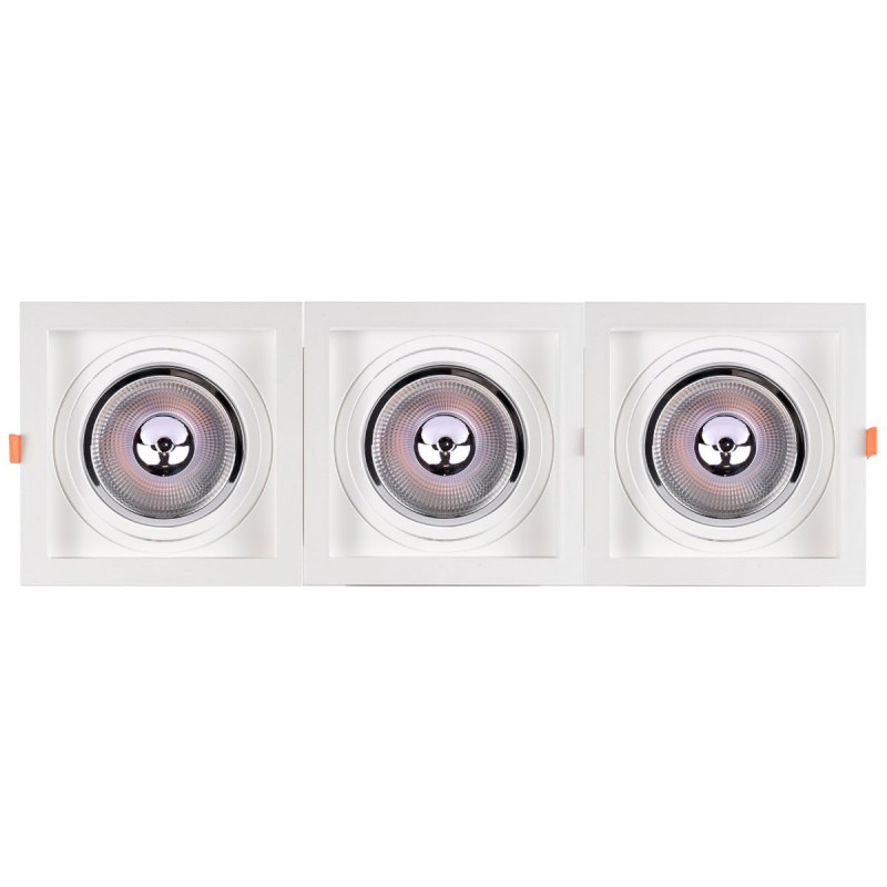 Pack x 3 - Square cardan type downlight ring for QR111 or AR111 bulb - Cutting 155 x 155 mm