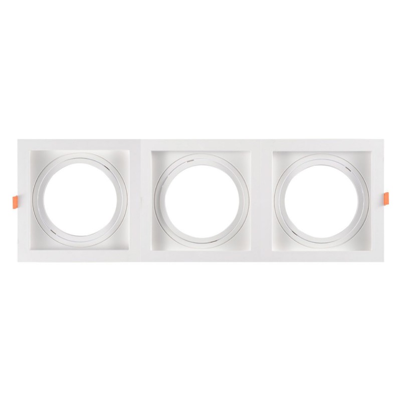 Pack x 3 - Square cardan type downlight ring for QR111 or AR111 bulb - Cutting 155 x 155 mm