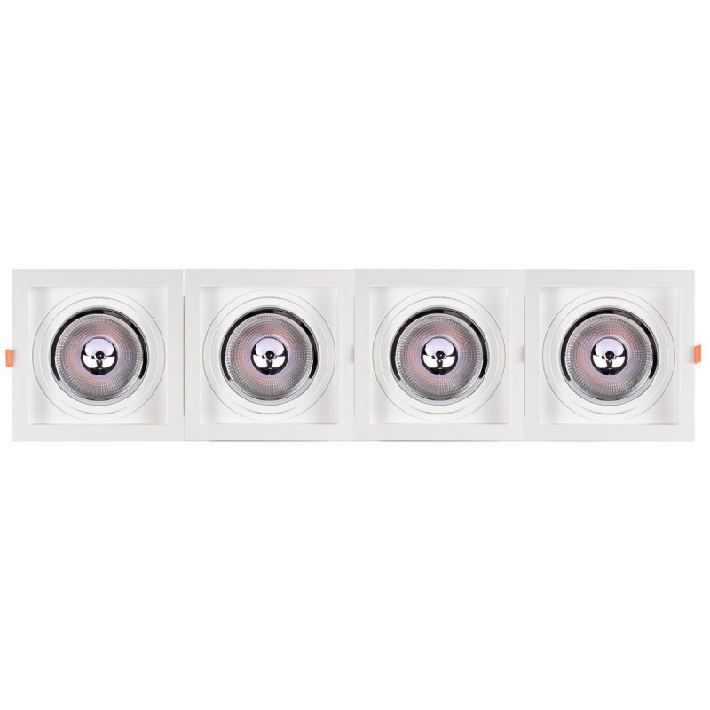 Pack x 4 - Square cardan type downlight ring for QR111 or AR111 bulb - Cutting 155 x 155 mm