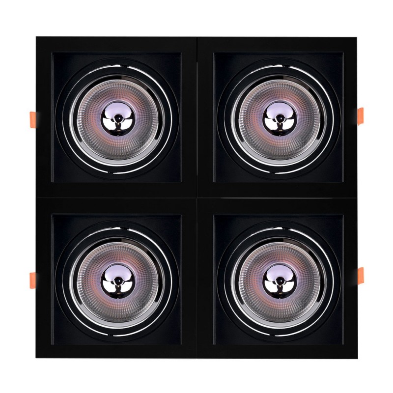 Pack x 4 - Square cardan type downlight ring for QR111 or AR111 bulb - Cutting 155 x 155 mm