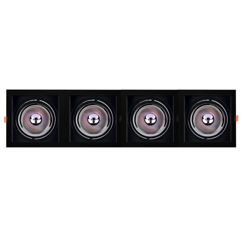 Pack x 4 - Square cardan type downlight ring for QR111 or AR111 bulb - Cutting 155 x 155 mm