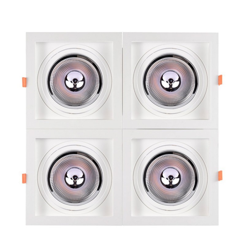 Pack x 4 - Square cardan type downlight ring for QR111 or AR111 bulb - Cutting 155 x 155 mm