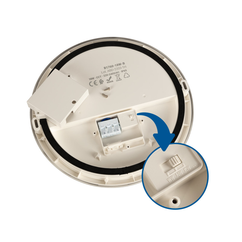 Watertight LED CCT ceiling light - 18W - Ø25cm - 1920lm - IP65