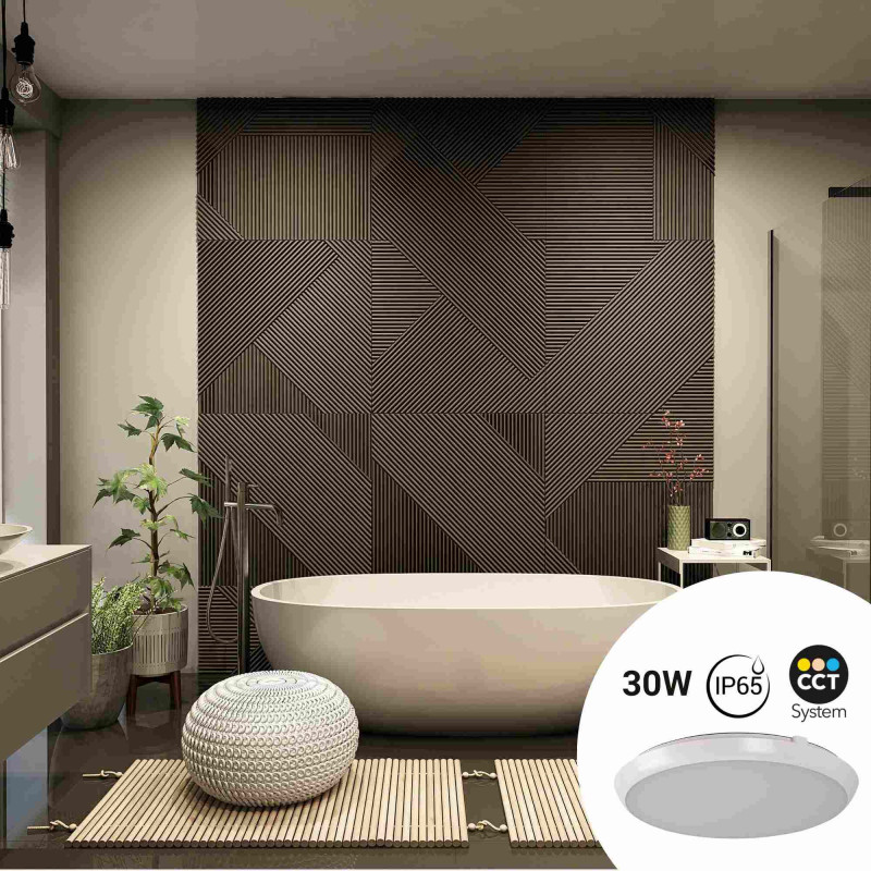 Watertight LED CCT ceiling light - 30W - Ø35cm - 3180lm - IP65