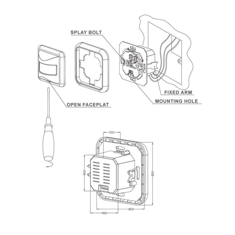 160º PIR Motion Sensor - Square Wall Mechanism