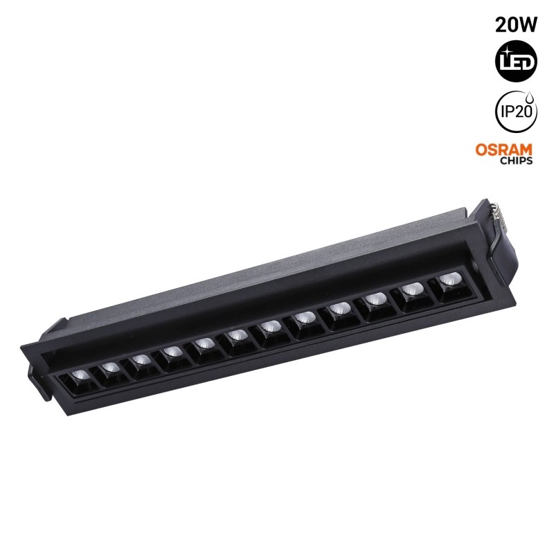 Linear recessed LED spotlight 20W - Adjustable - UGR18 - CRI90 - OSRAM Chip - 2800K