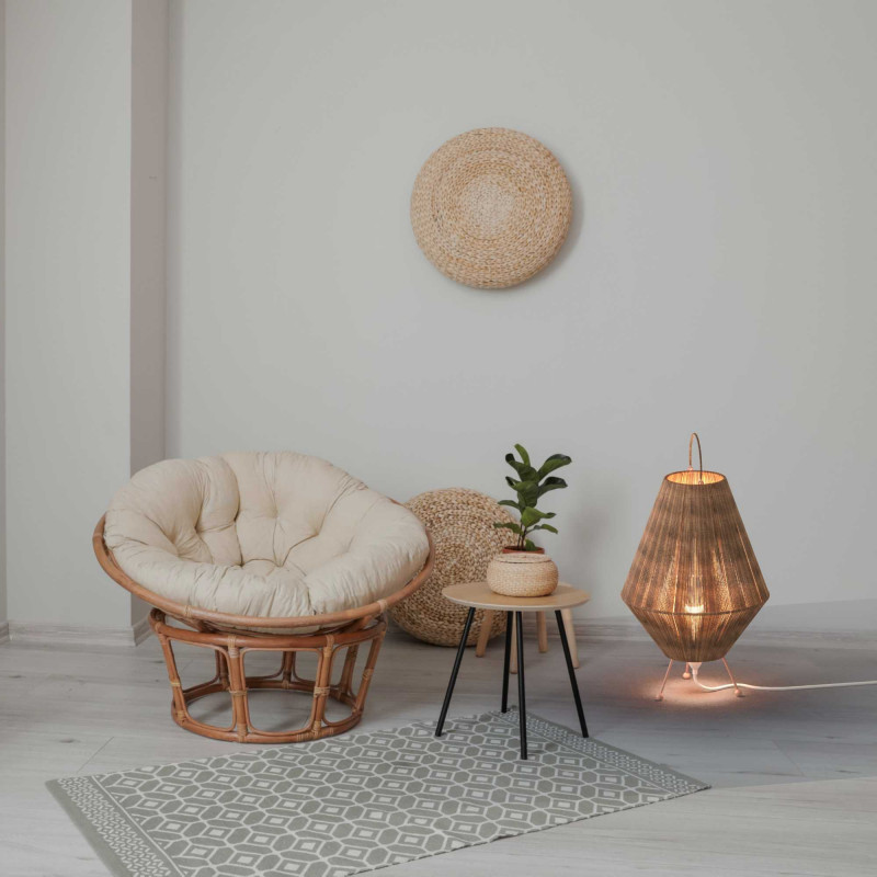Rustic jute table lamp "Ross" - E27