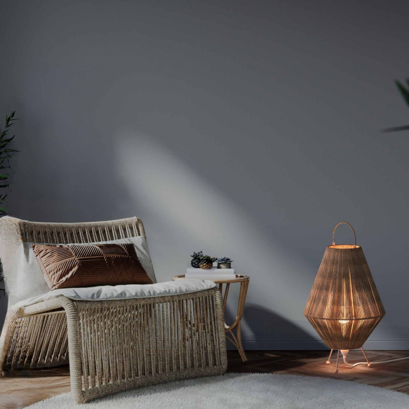 Rustic jute table lamp "Ross" - E27