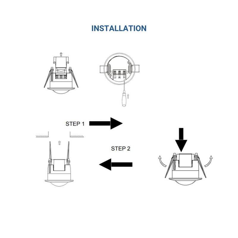 Mini 360º recessed PIR motion sensor - IP20
