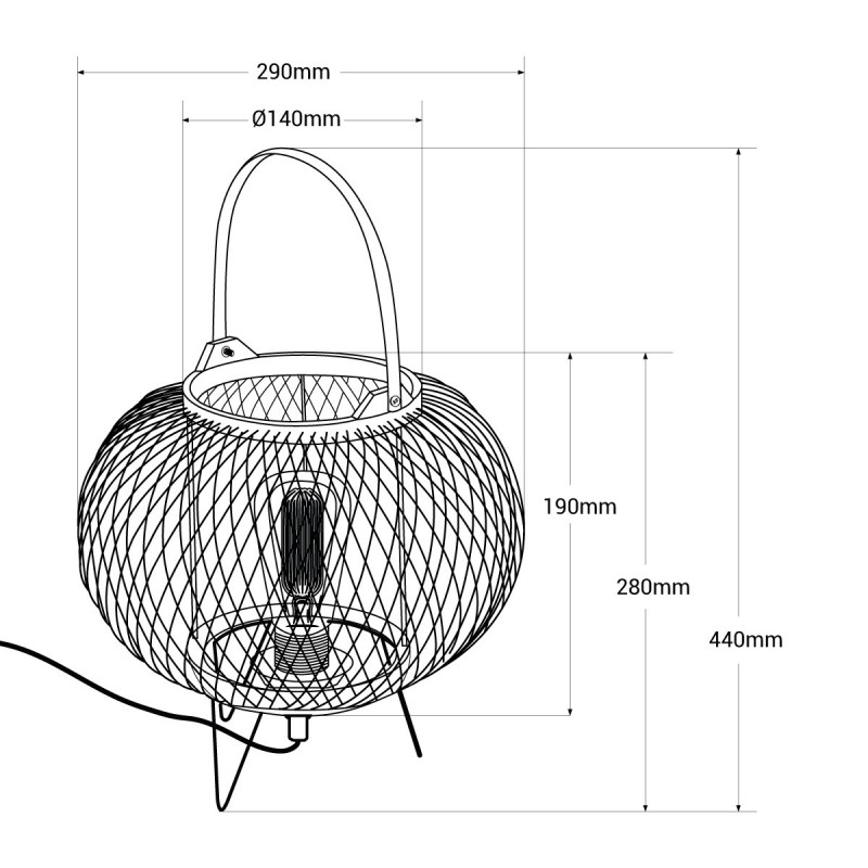 Bamboo table lamp "Sendai" - E27