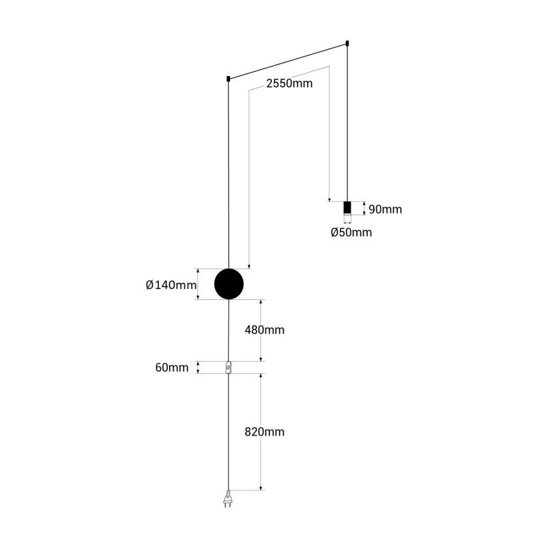 Design pendant lamp "Nebula" with plug and switch - 1x6W