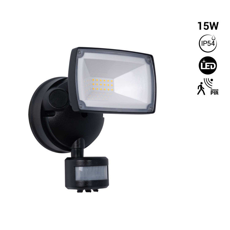 Outdoor LED wall spotlight with PIR sensor 15W - 4000K - IP54