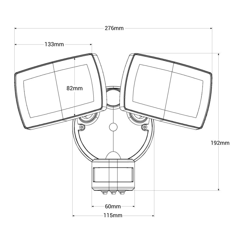 Double LED wall spotlight with PIR sensor 30W - 4000K - IP54