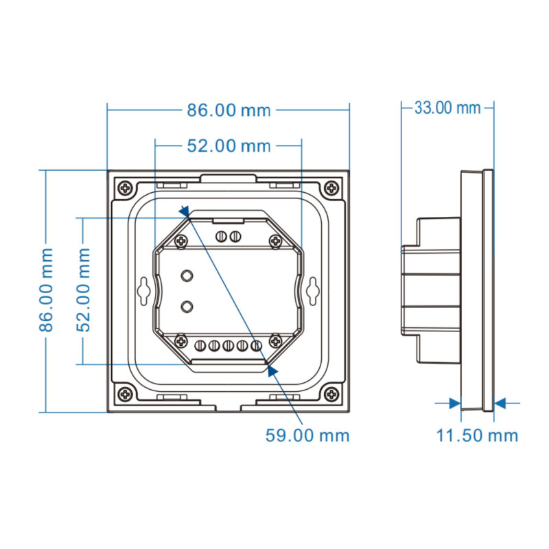 DMX touch control panel - 4 zones - RGB