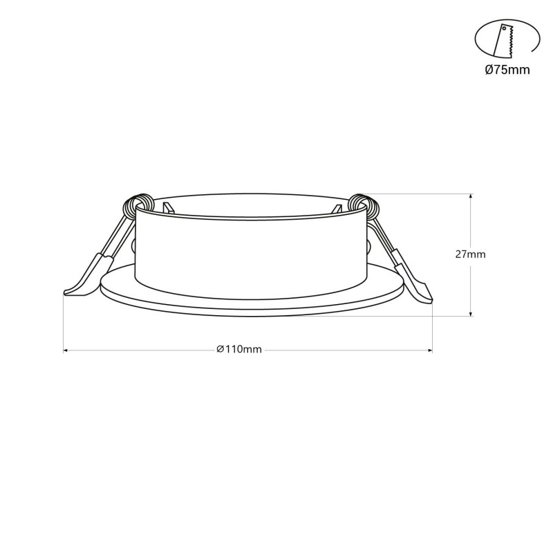 Round tilting downlight ring for GU10/MR16 bulb - Cutout Ø75 mm