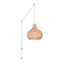Wicker pendant lamp "Samoa" with switch and socket