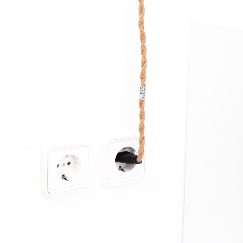 Wicker pendant lamp "Samoa" with switch and socket