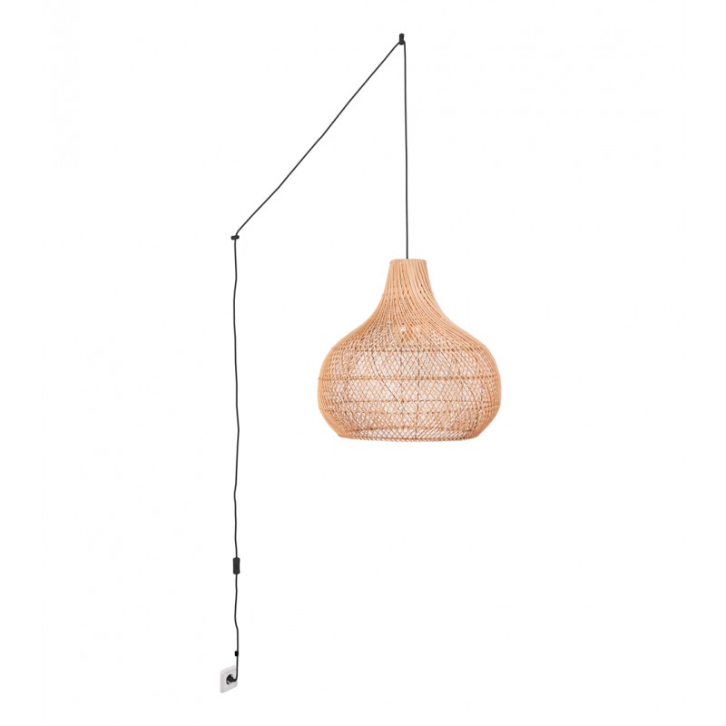 Wicker pendant lamp "Samoa" with switch and socket