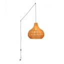 Wicker pendant lamp "Samoa" with switch and socket