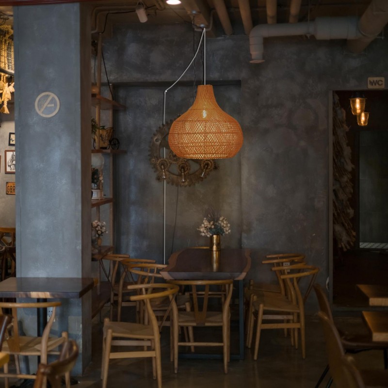 Wicker pendant lamp "Samoa" with switch and socket
