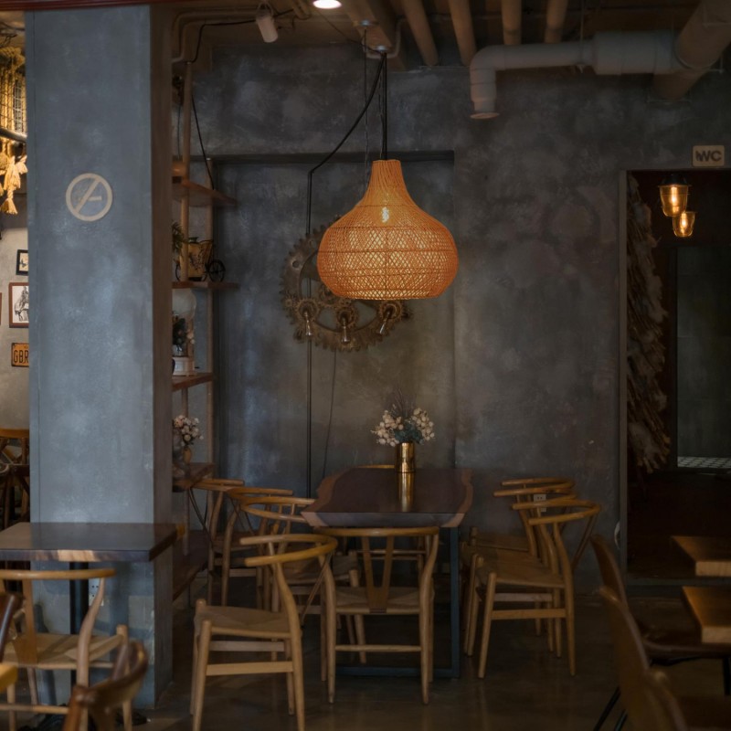 Wicker pendant lamp "Samoa" with switch and socket