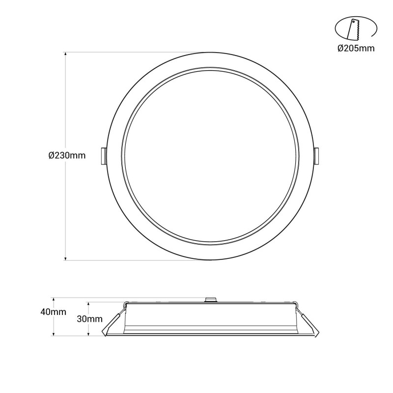 24W PRO Downlight - CCT - 153lm/W - IP54 - UGR19 - Cutout ø205mm