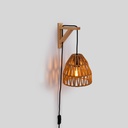 Wooden wall sconce with woven paper lampshade - "Leo"