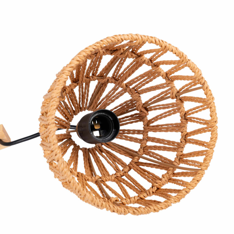 Wooden wall sconce with woven paper lampshade - "Leo"