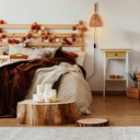 Wooden wall sconce with woven paper lampshade - "Leo"