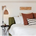 Wooden wall sconce with woven paper lampshade - "Leo"