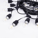 KIT - Outdoor LED string light 11,5 meters + 10 1W E27 LED bulbs - IP44 - Amber