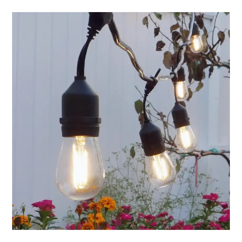 KIT - Outdoor LED string light 11,5 meters + 10 1W E27 LED bulbs - IP44 - Amber