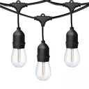 KIT - Outdoor LED string light 11,5 meters + 10 1W E27 LED bulbs - IP44 - Amber