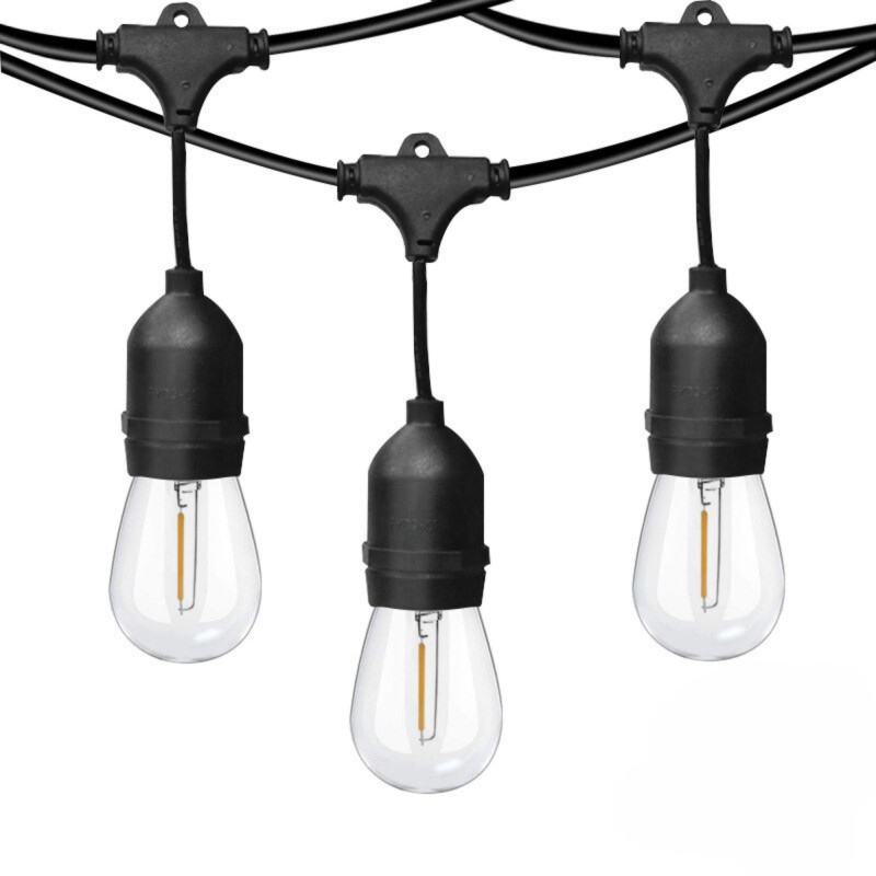 KIT - Outdoor LED string light 11,5 meters + 10 1W E27 LED bulbs - IP44 - Amber