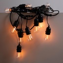 KIT - Outdoor LED string light 11,5 meters + 10 1W E27 LED bulbs - IP44 - Amber
