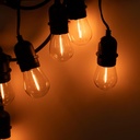 KIT - Outdoor LED string light 11,5 meters + 10 1W E27 LED bulbs - IP44 - Amber