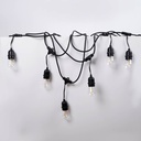 KIT - Outdoor LED string light 11,5 meters + 10 1W E27 LED bulbs - IP44 - Amber