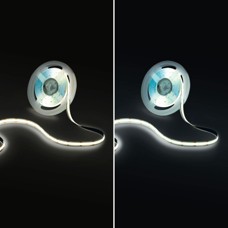 24V DC COB LED Strip - CCT - 14W/m - 10mm - IP20 - 5 meters roll - Cut every 26mm