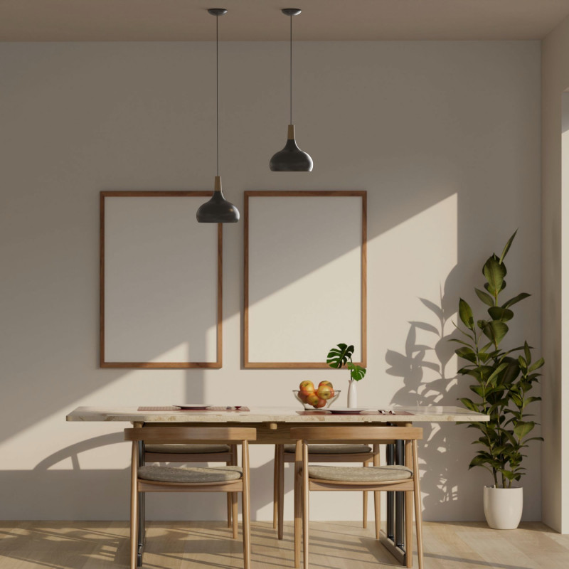 Metal and wood pendant lamp - "Loop"