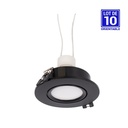 KIT x 10 - Tilting downlight ring silver color Ø90mm + Bulb GU10 5W + Socket GU10