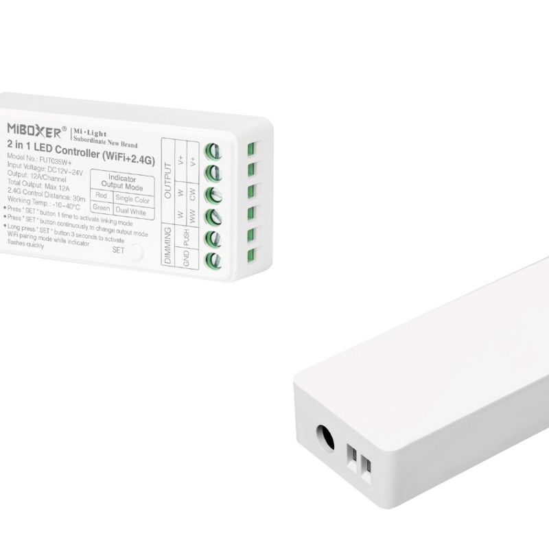 LED Strip Controller 2 in 1- Single colour - Dual white - 12/24V DC - 2.4G - WiFi - MiBoxer - FUT035W+