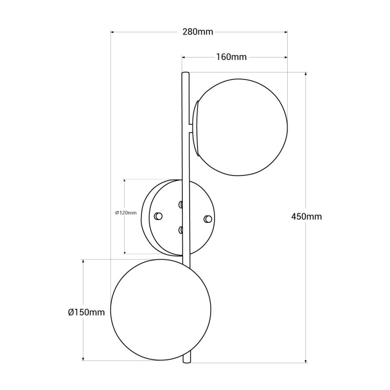 "Double" Sphere wall sconce