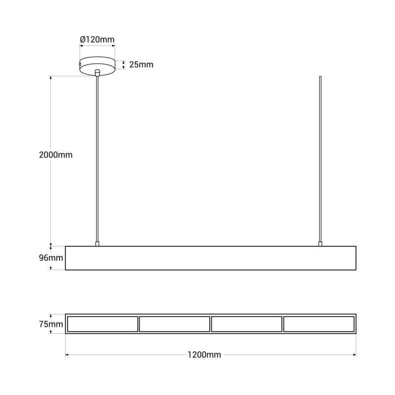 Linear pendant luminaire "Blue Skylight" SMART - CCT - Sky effect - 48W - UGR16