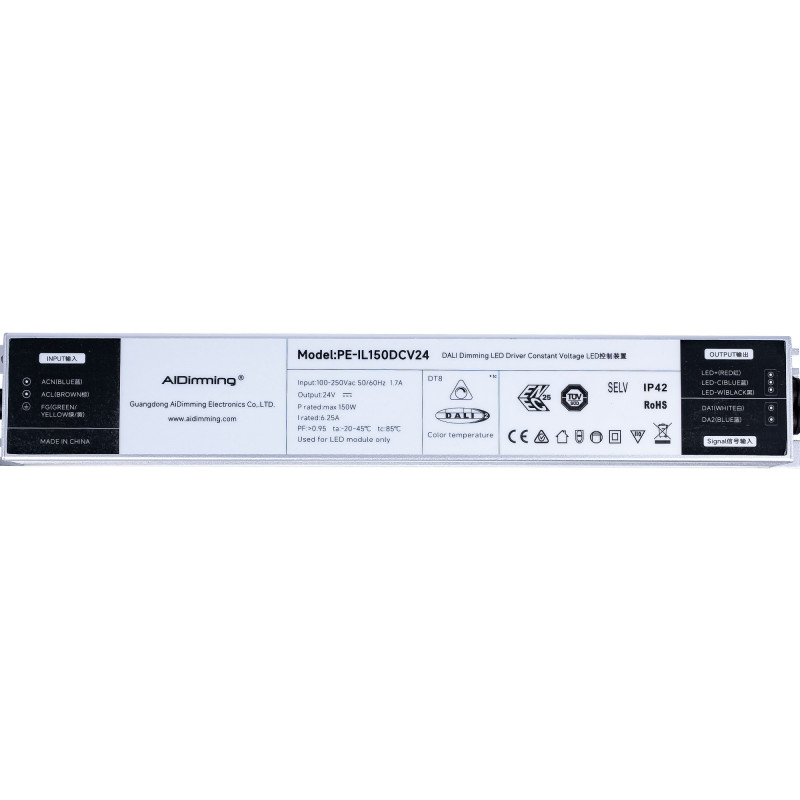 DALI DT8 dimmable power supply - 24V DC - 6.25A - 150W