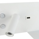 Wall reading light with USB port "Kerta" (right) - Double lighting - 3W+7W